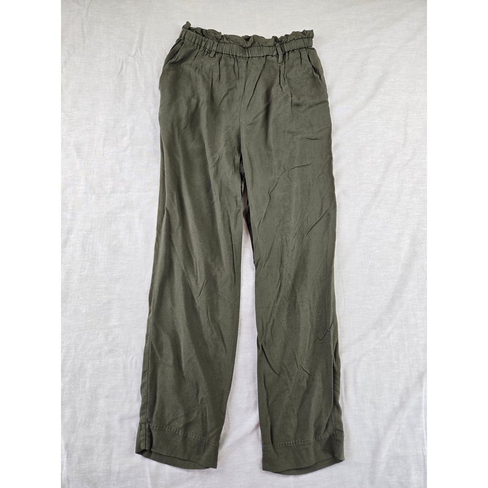 HM Womens Olive‎ Green Paperbag Waist Relaxed Straight Leg Pants Size 2